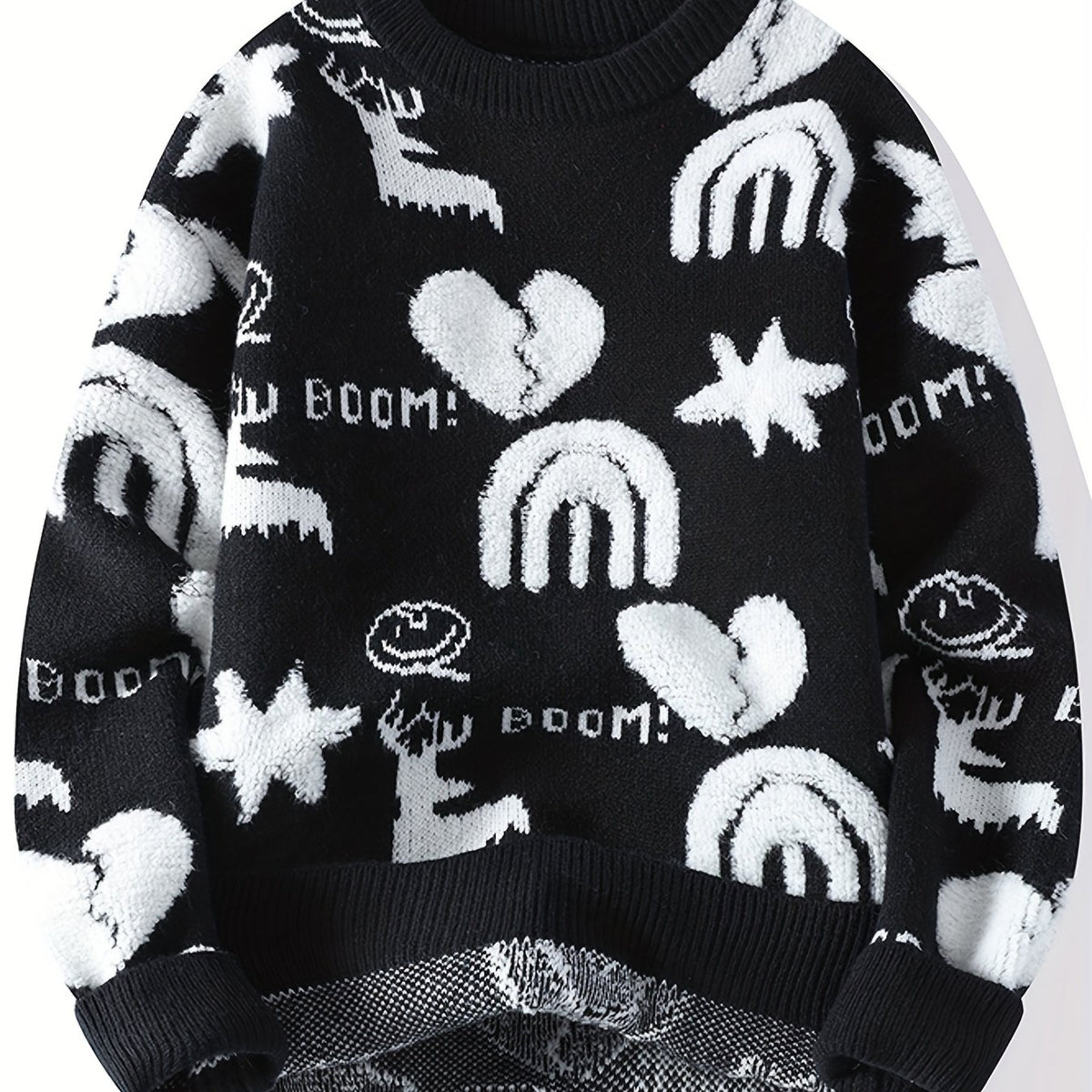 Men’s Floral Knit Crew Neck Sweater