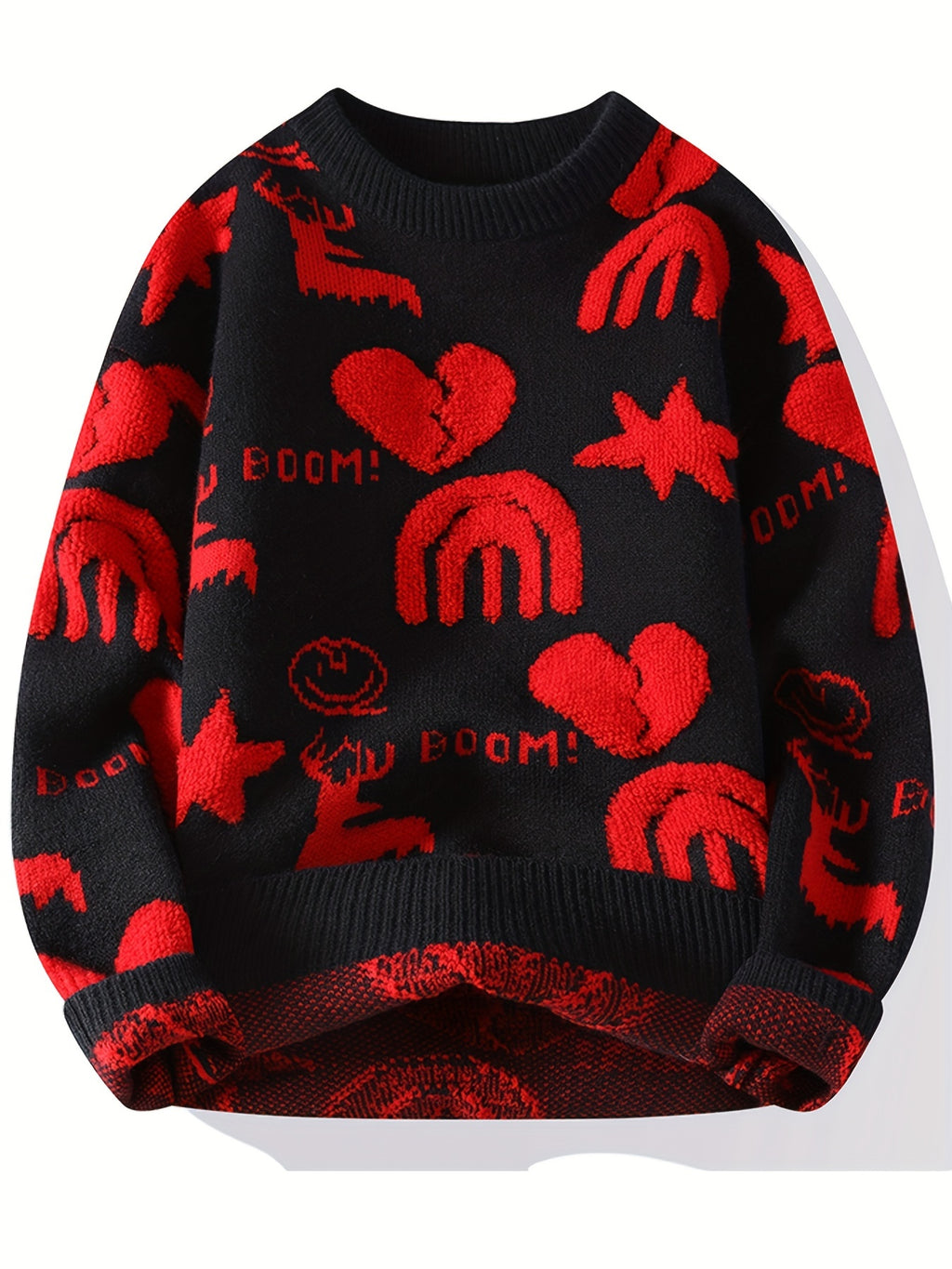 Men’s Floral Knit Crew Neck Sweater