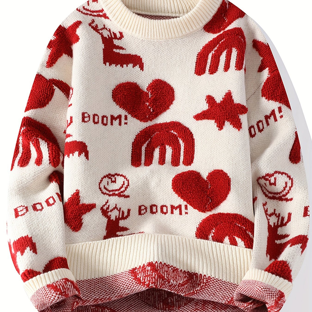 Men’s Floral Knit Crew Neck Sweater