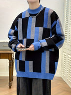 Men’s Geometric Rib-Knit Crew Neck Sweater