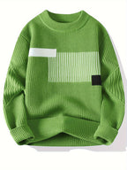 Men’s Casual Rib-Knit Crew Neck Sweater – Warm Fall & Winter Pullover