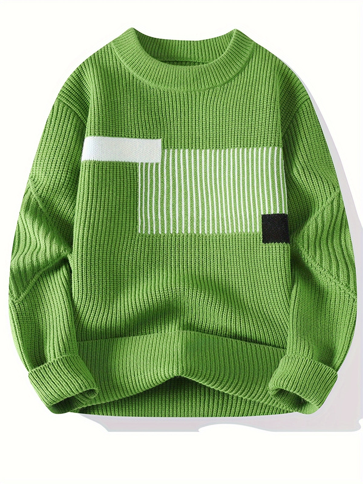 Men’s Casual Rib-Knit Crew Neck Sweater – Warm Fall & Winter Pullover