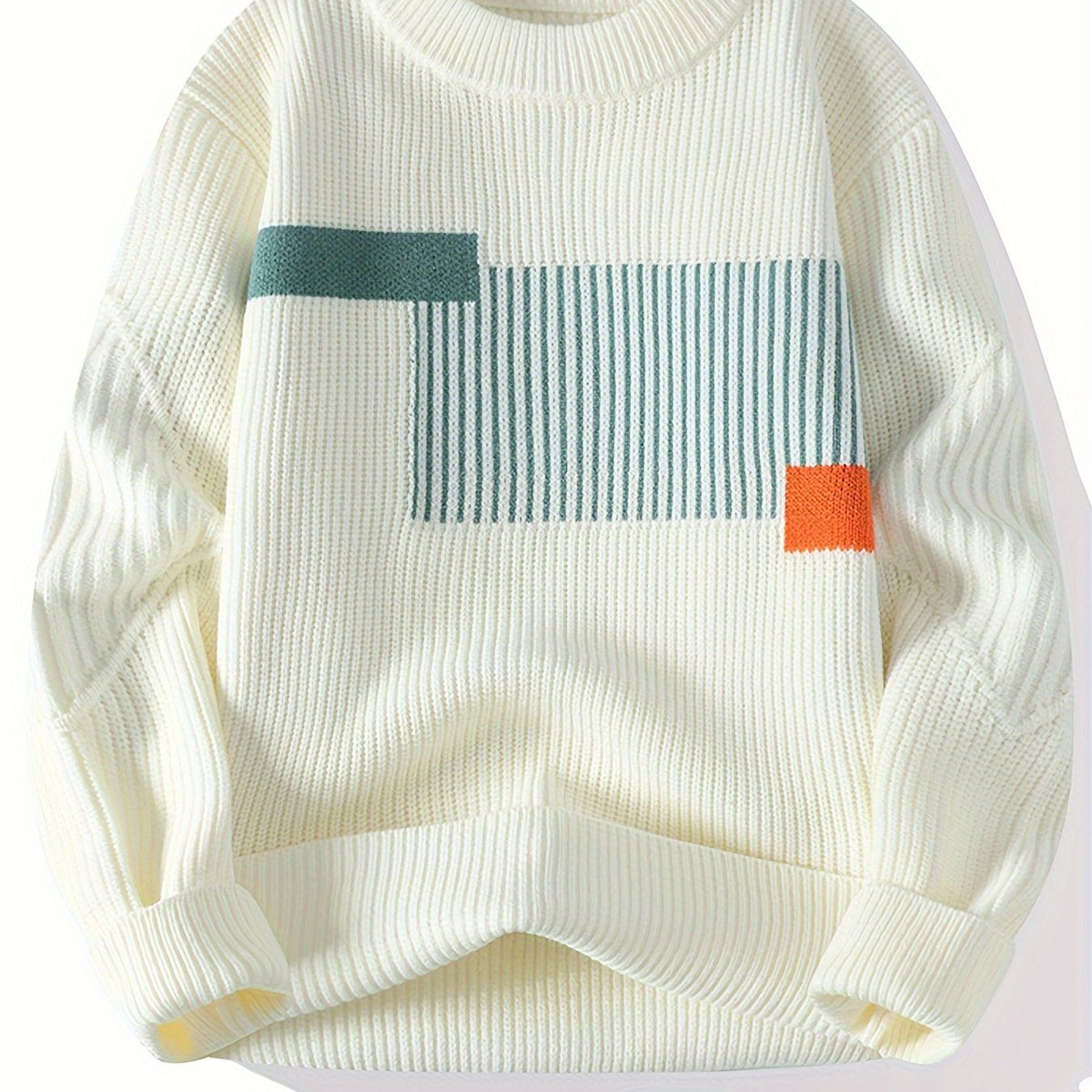 Men’s Casual Rib-Knit Crew Neck Sweater – Warm Fall & Winter Pullover