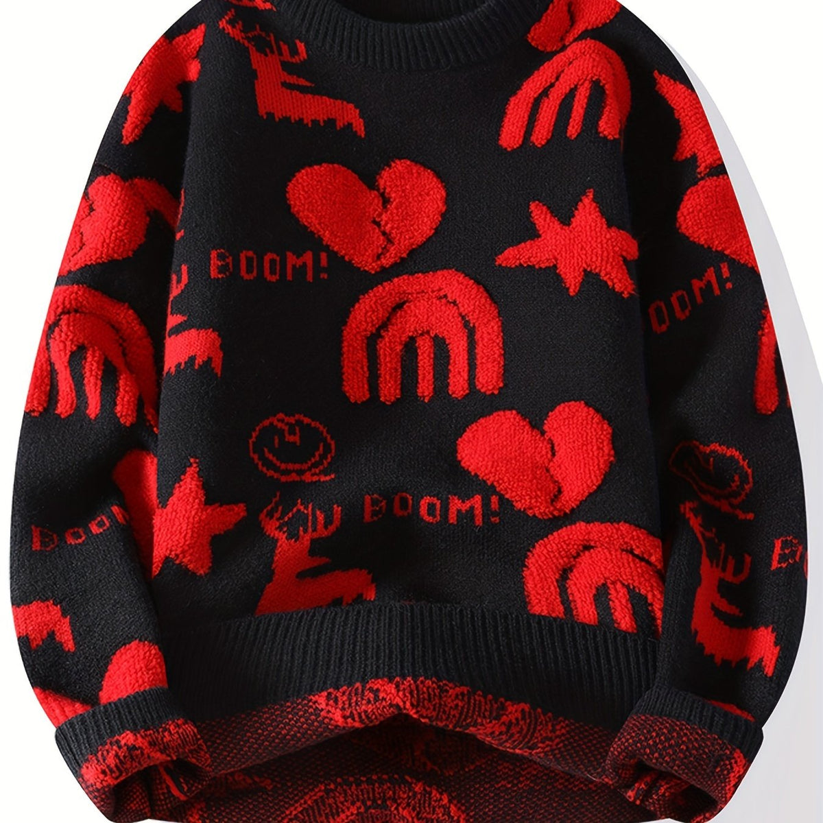 Men’s Floral Knit Crew Neck Sweater