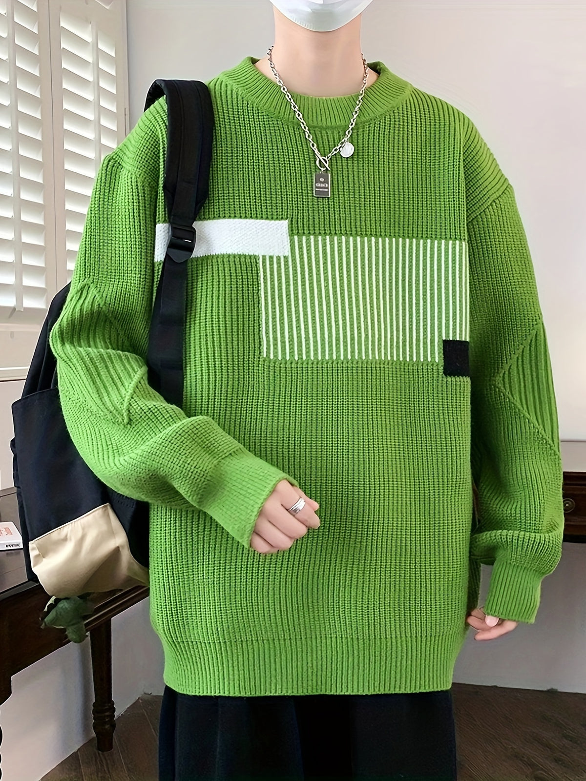 Men’s Casual Rib-Knit Crew Neck Sweater – Warm Fall & Winter Pullover