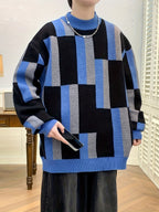 Men’s Geometric Rib-Knit Crew Neck Sweater