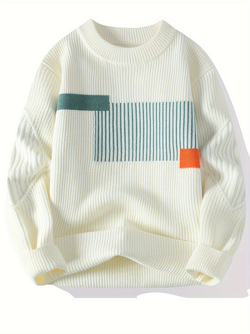 Men’s Casual Rib-Knit Crew Neck Sweater – Warm Fall & Winter Pullover