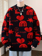 Men’s Floral Knit Crew Neck Sweater