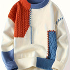 Men’s Color Block Ribbed Crew Neck Sweater