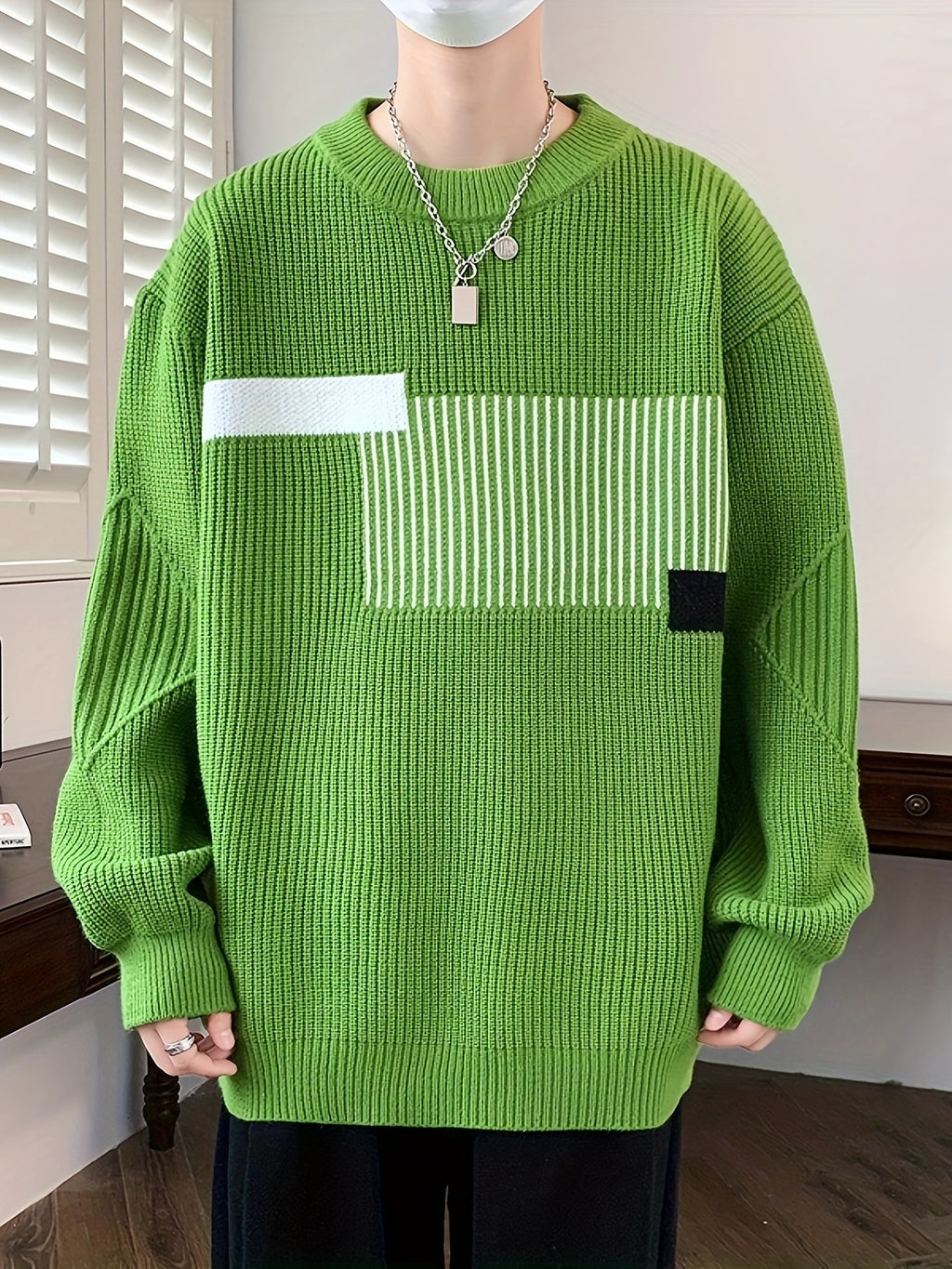 Men’s Casual Rib-Knit Crew Neck Sweater – Warm Fall & Winter Pullover