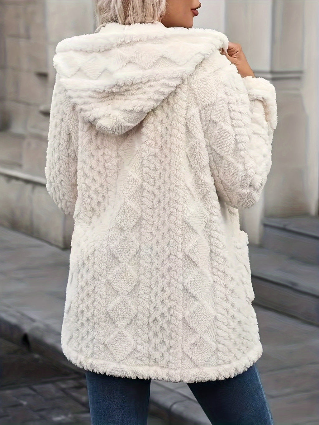 Women’s Plush Hooded Zip-Up Coat