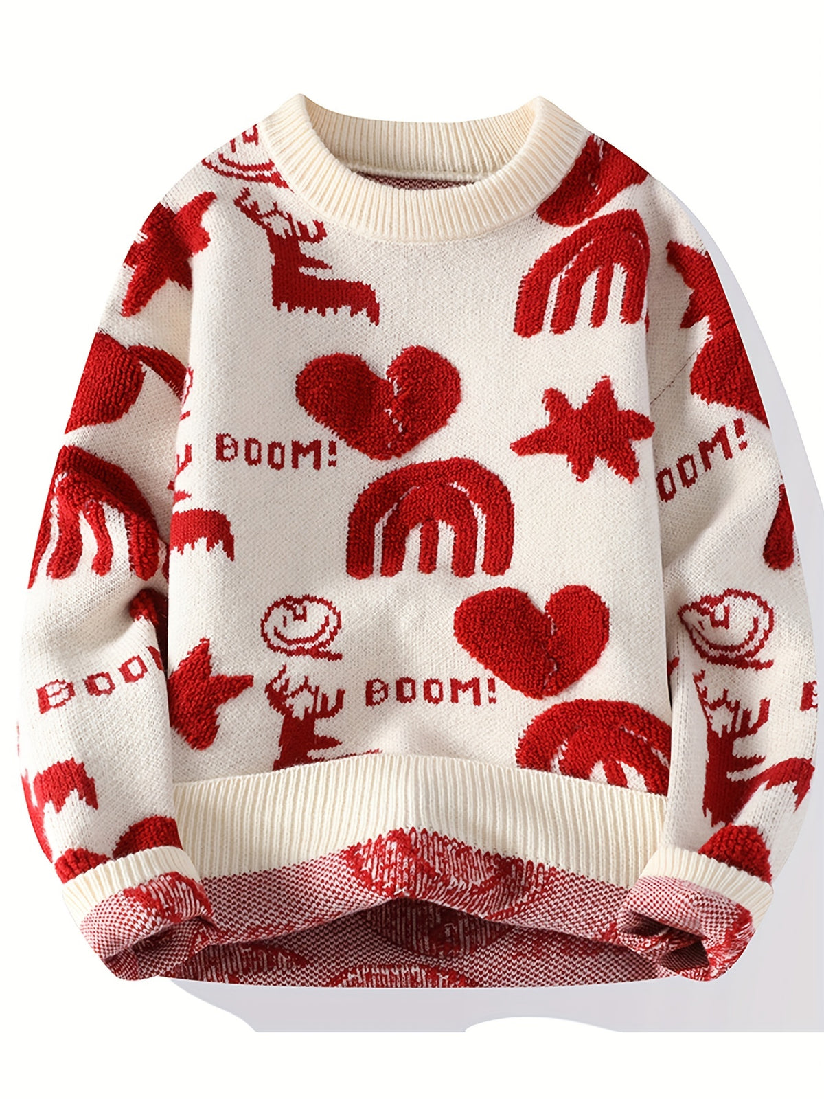 Men’s Floral Knit Crew Neck Sweater