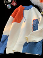 Men’s Color Block Ribbed Crew Neck Sweater