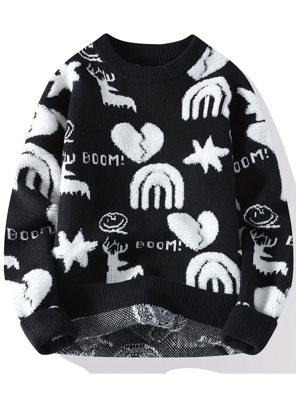 Men’s Floral Knit Crew Neck Sweater