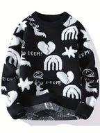 Men’s Floral Knit Crew Neck Sweater