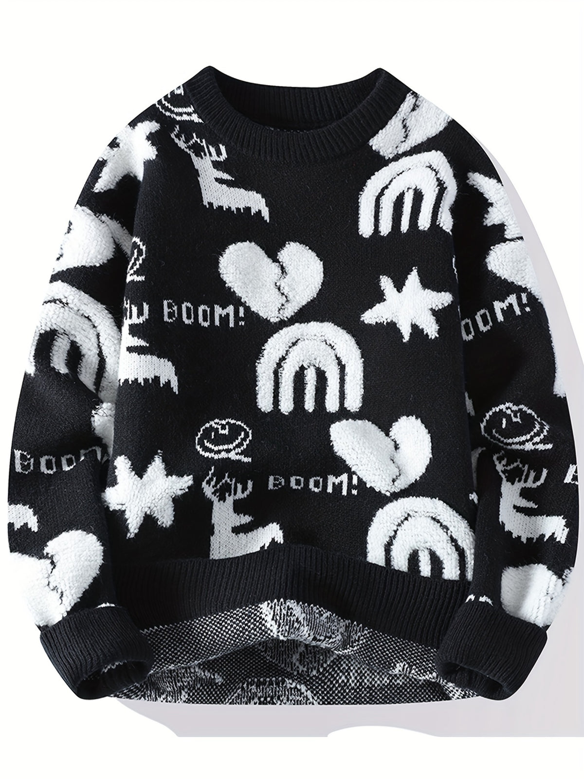 Men’s Floral Knit Crew Neck Sweater