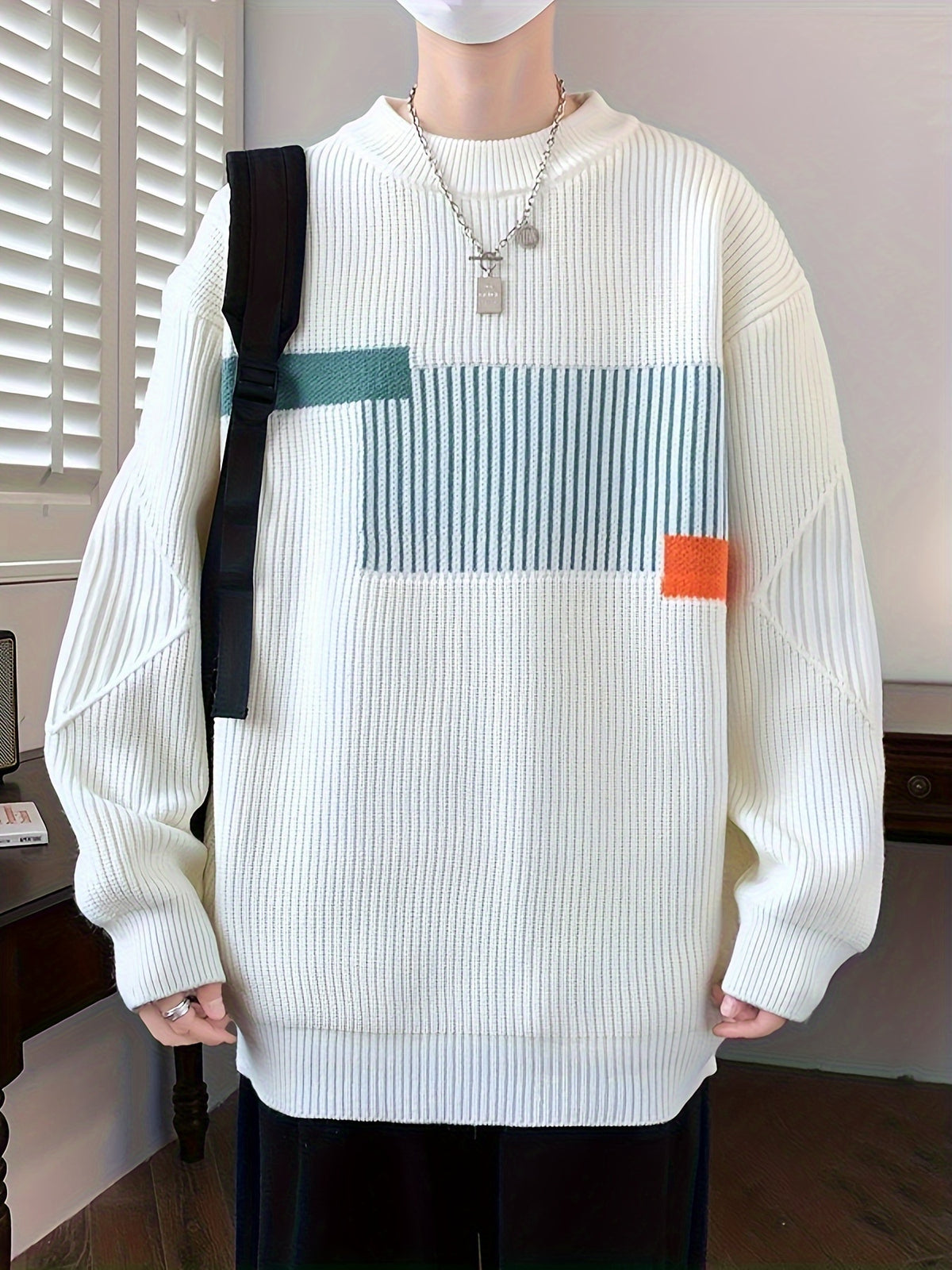 Men’s Casual Rib-Knit Crew Neck Sweater – Warm Fall & Winter Pullover