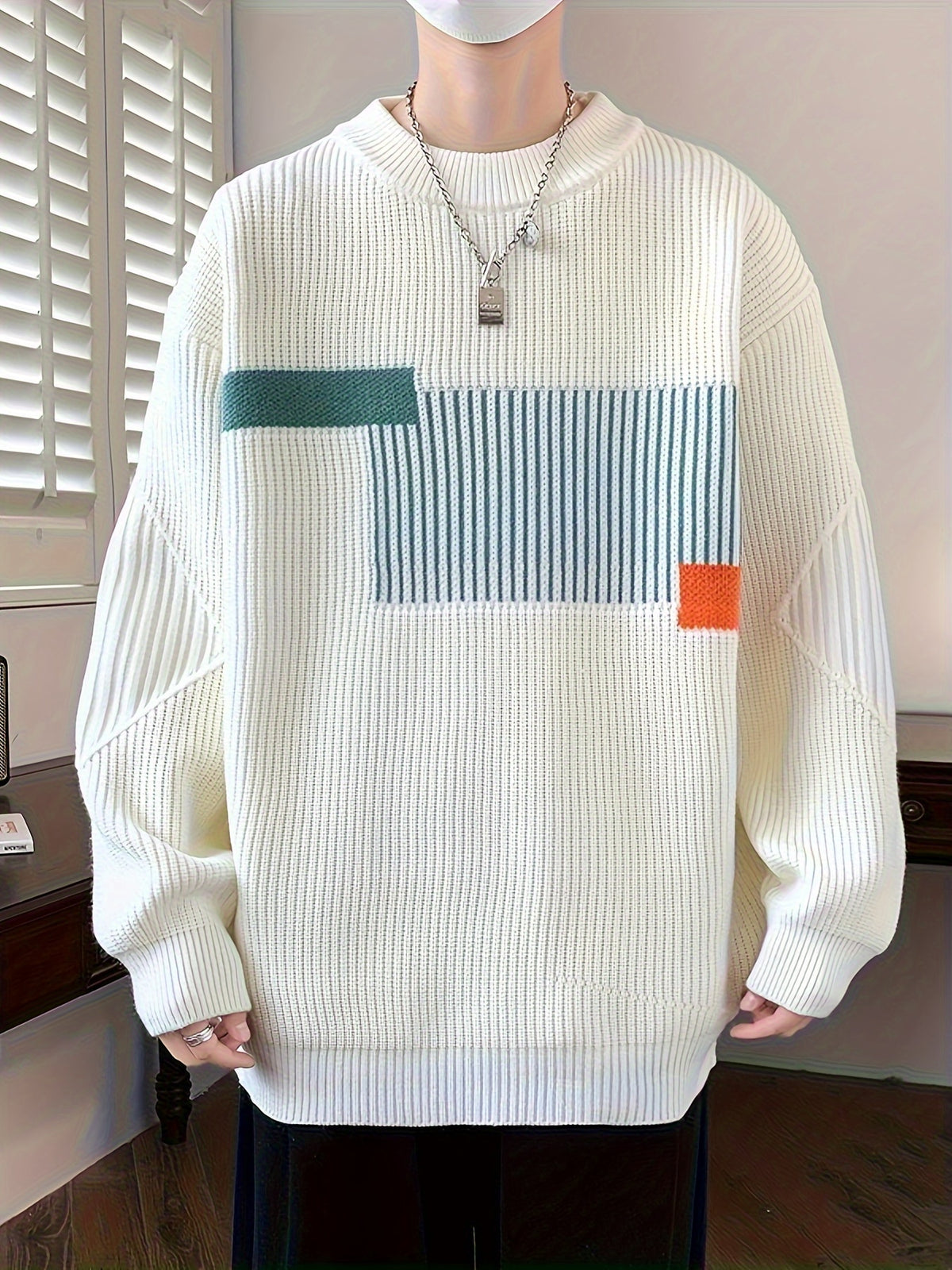 Men’s Casual Rib-Knit Crew Neck Sweater – Warm Fall & Winter Pullover