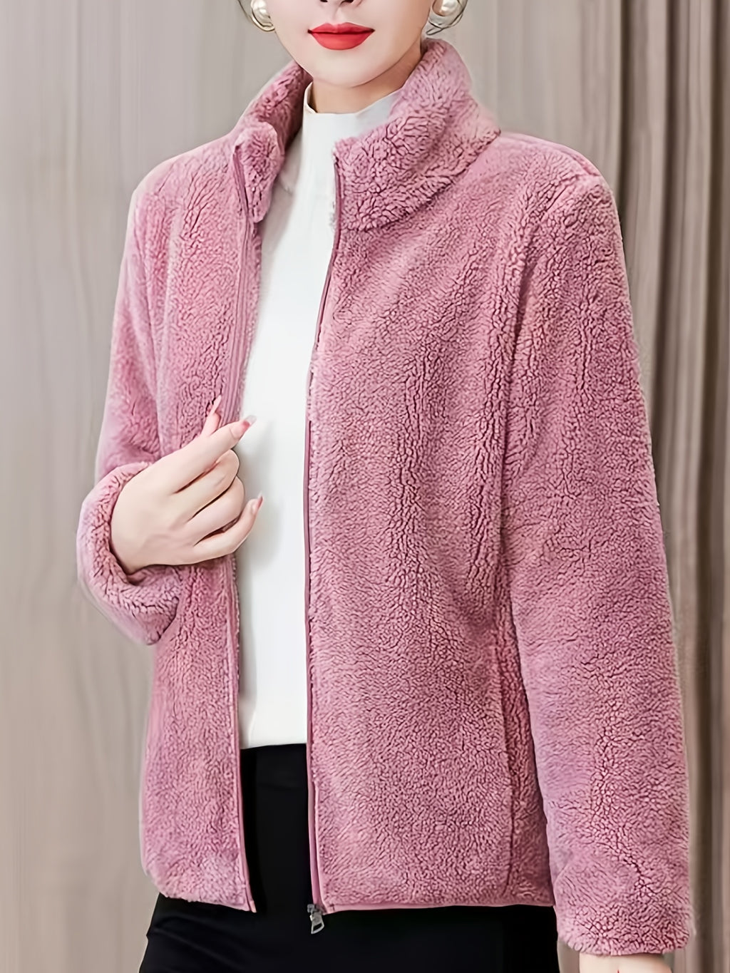 Women's Warm Long Sleeve Stand Collar Sweatshirt